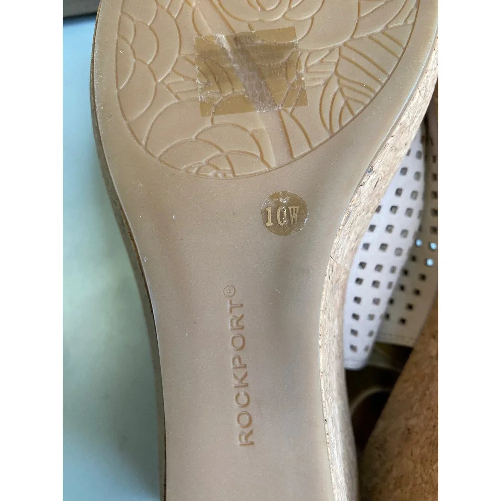 Rockport Briah Perf Slingback Wedge Sandals Blush Pink Leather Womens 10W NEW